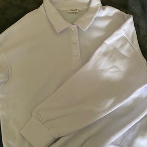 Reflex White Long Sleeve Collard Oversized Shirt, women’s size large